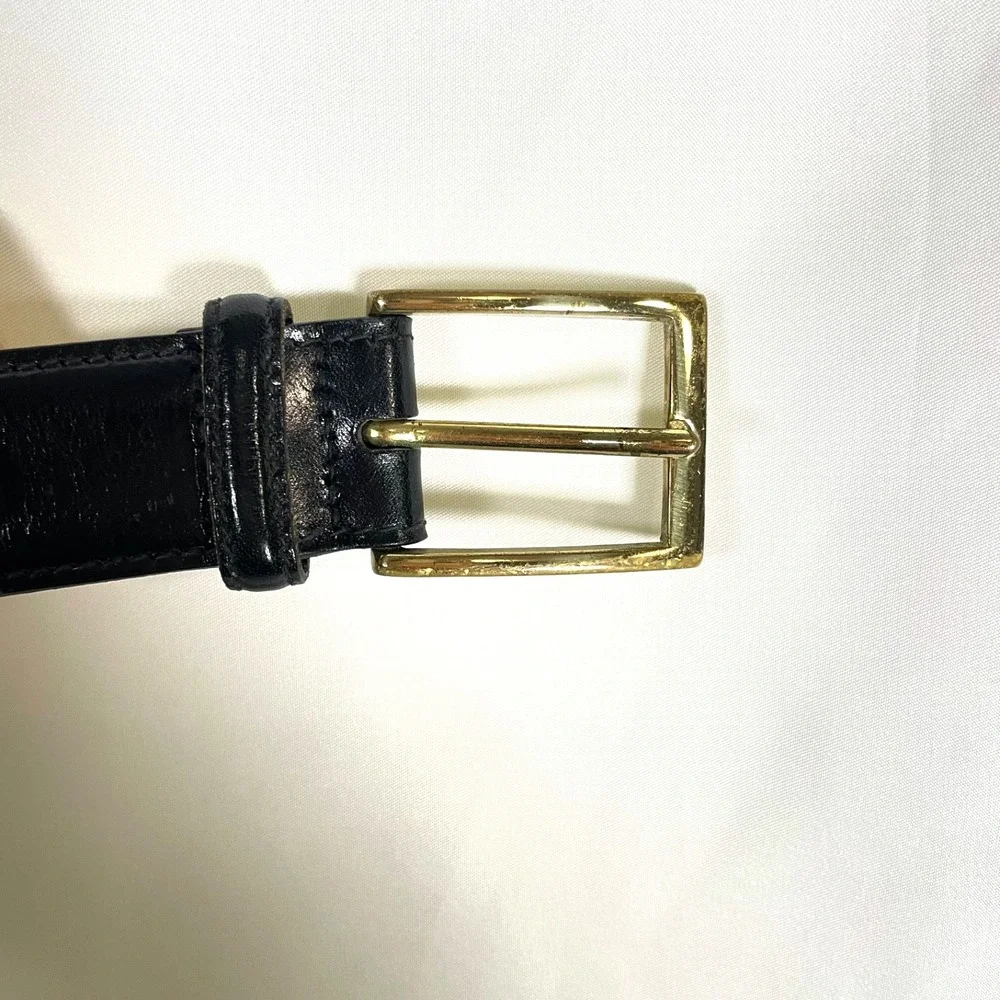 Brooks Brothers Dress Belt Mens Size 38 Black Smooth‎ Leather Made Italy 1111001